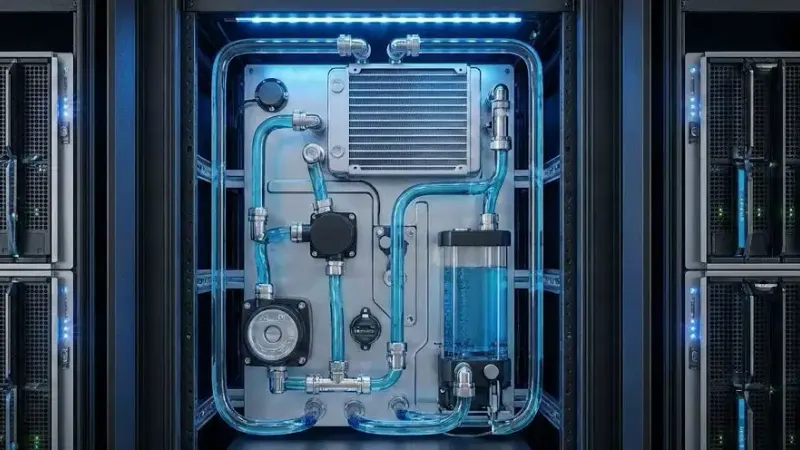 Liquid cooling distribution unit inside a datacenter rack