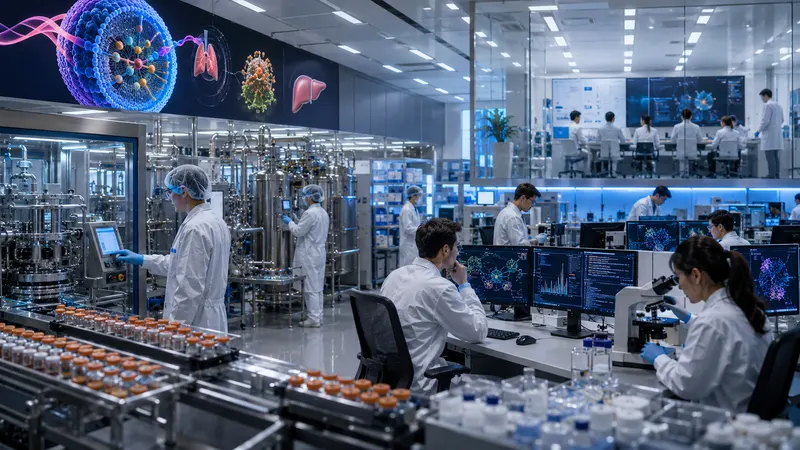 mRNA therapeutic vials on a fill-finish line