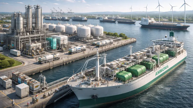 Ammonia bunkering infrastructure at a commercial port