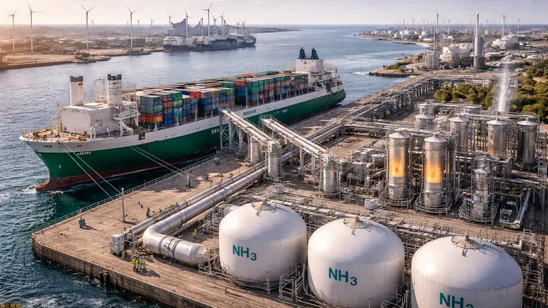 Ammonia-fuelled vessel at a bunkering port