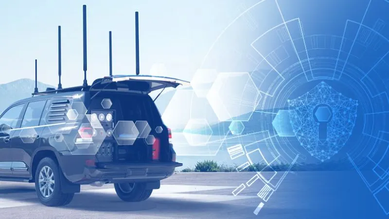 Electronic jamming system on a vehicle