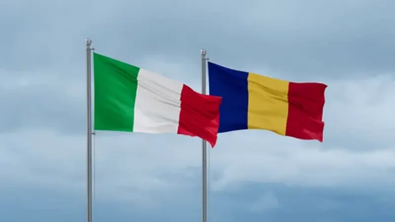 Flags of Romania, France and Italy