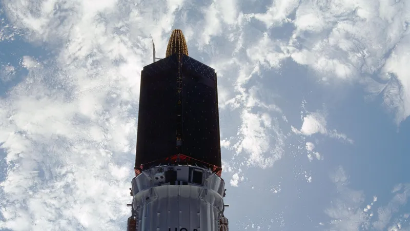 A large communications satellite after deployment above the Pacific (NASA)