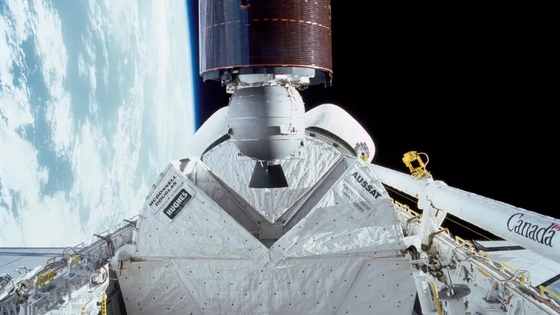 A commercial communications satellite deployed from the Space Shuttle (NASA)