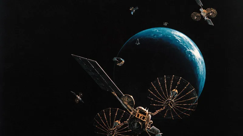 Artist concept of a relay satellite in high orbit above the Earth (NASA)
