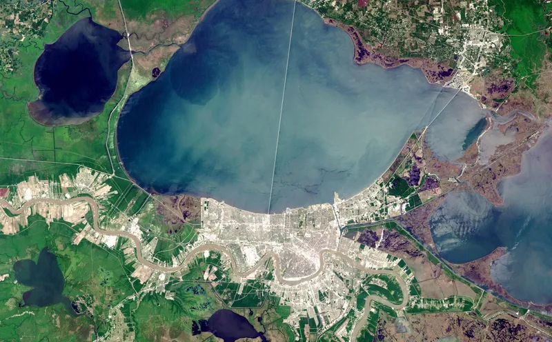 New Orleans and Lake Pontchartrain seen by Landsat (NASA)