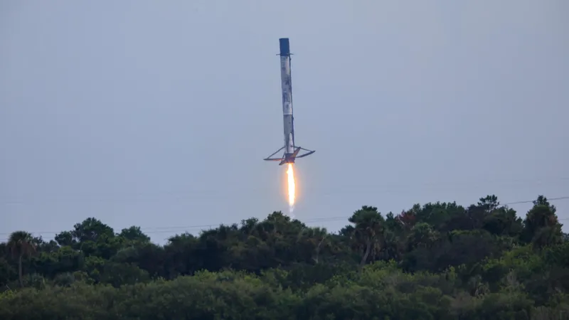 A Falcon 9 first stage landing at Cape Canaveral after the Crew-9 launch (NASA)