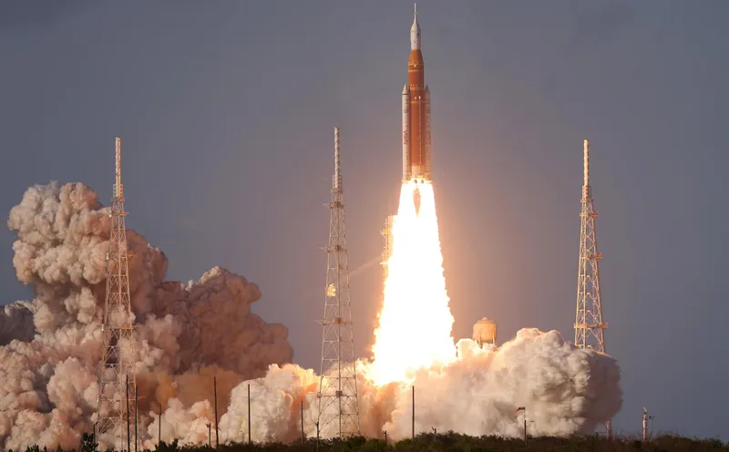 Artemis II launching on the Space Launch System, 1 April 2026 (NASA)