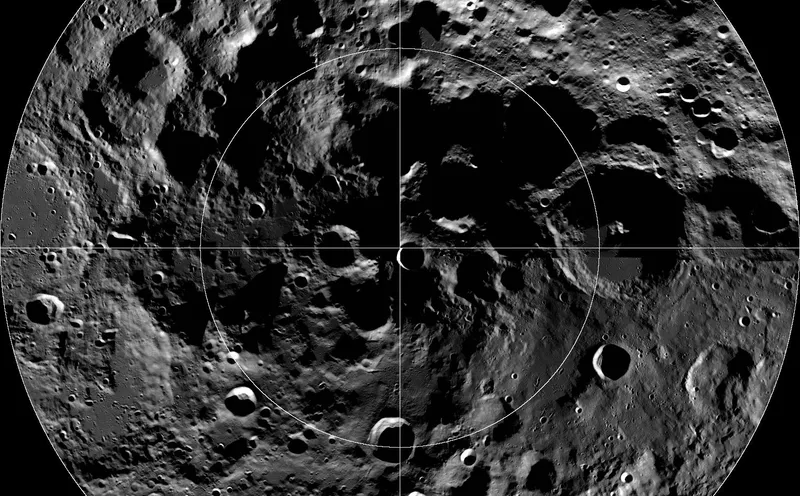 Mosaic of the lunar south pole from orbit (NASA)