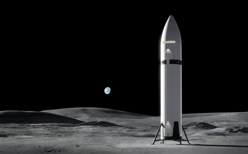 Artist's concept of SpaceX's Starship lander on the Moon (NASA)