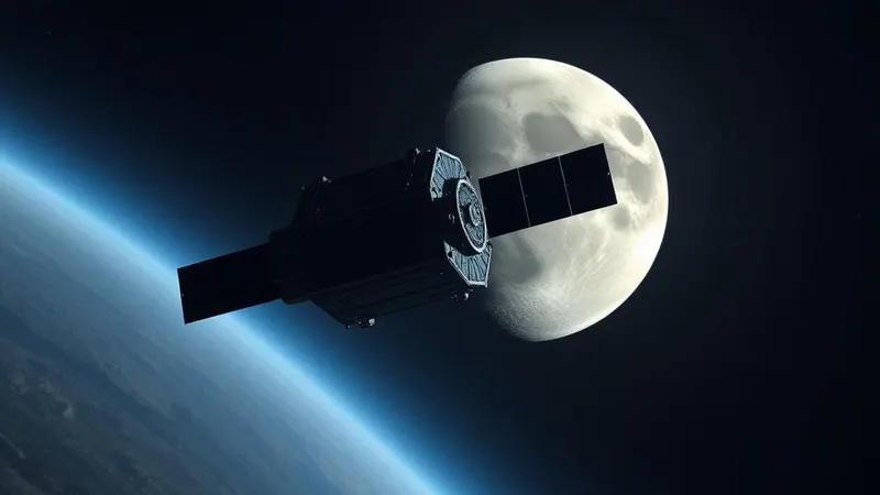 Lunar orbit data storage satellite