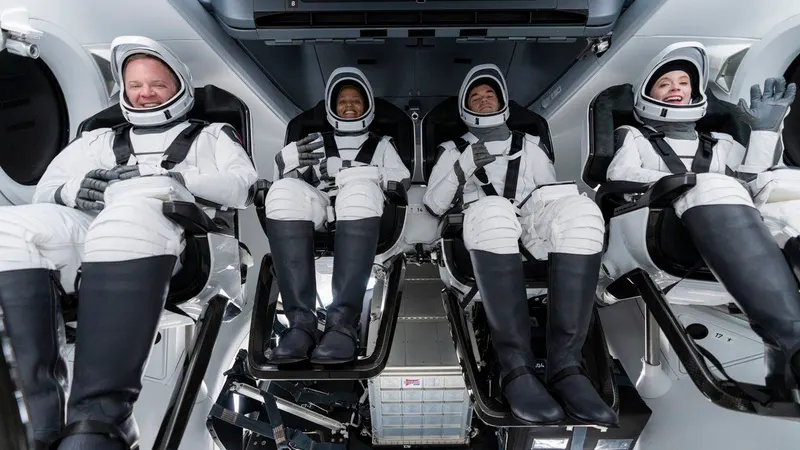 Space tourist viewing Earth from orbit