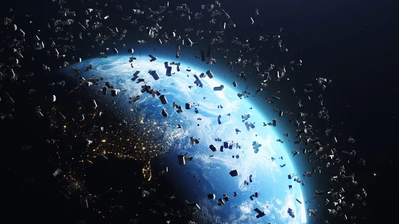 Orbital debris field around Earth
