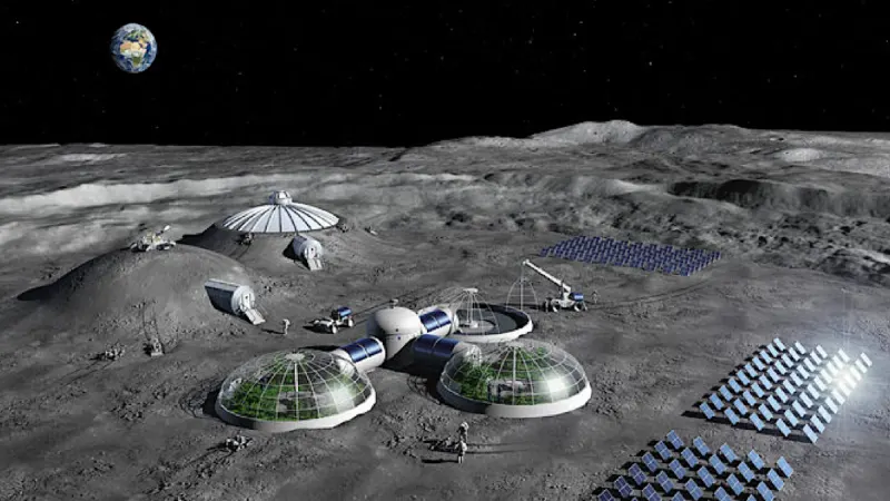 Lunar surface base with landers
